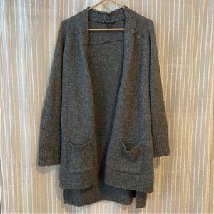 Wool alpaca and silk grey Eileen Fisher sweater cardigan Medium with pockets